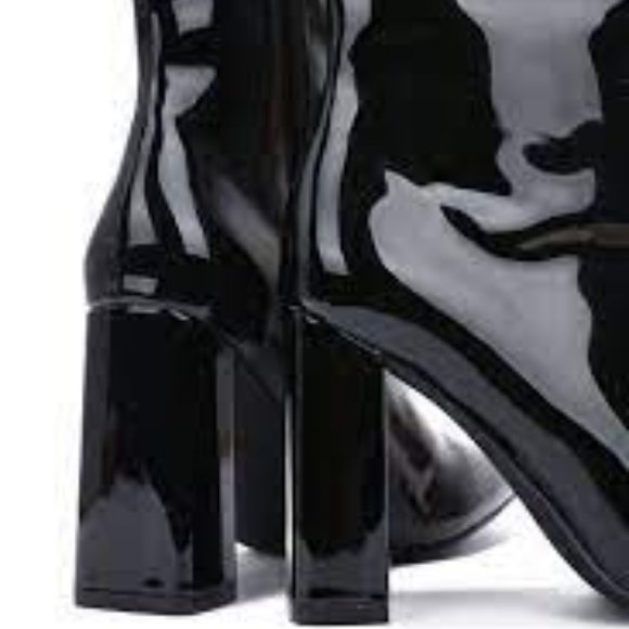 NWT CAPE ROBBIN BELINDA BLOCK HEEL SQUARE TOE BLACK ANKLE BOOTS 5.5 & 8 - Picture 3 of 11